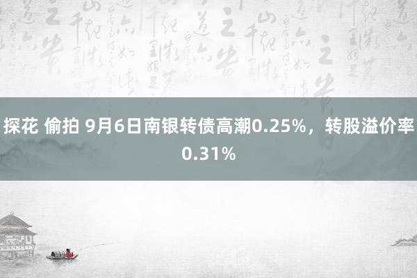 探花 偷拍 9月6日南银转债高潮0.25%，转股溢价率0.31%