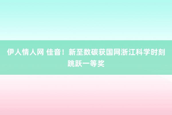 伊人情人网 佳音！新至数碳获国网浙江科学时刻跳跃一等奖