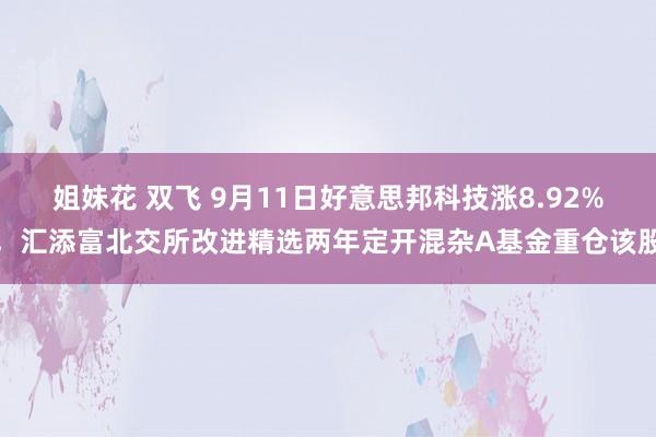 姐妹花 双飞 9月11日好意思邦科技涨8.92%，汇添富北交所改进精选两年定开混杂A基金重仓该股