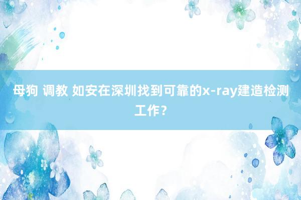 母狗 调教 如安在深圳找到可靠的x-ray建造检测工作？