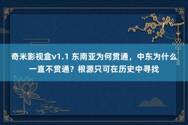 奇米影视盒v1.1 东南亚为何贯通，中东为什么一直不贯通？根源只可在历史中寻找