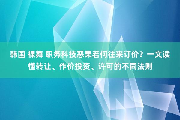 韩国 裸舞 职务科技恶果若何往来订价？一文读懂转让、作价投资、许可的不同法则