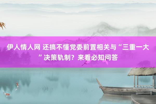 伊人情人网 还搞不懂党委前置相关与“三重一大”决策轨制？来看必知问答