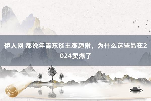 伊人网 都说年青东谈主难趋附，为什么这些品在2024卖爆了