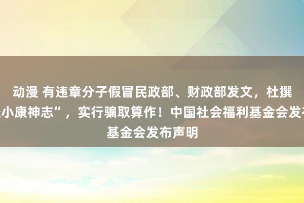 动漫 有违章分子假冒民政部、财政部发文，杜撰“共赴小康神志”，实行骗取算作！中国社会福利基金会发布声明