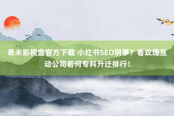 奇米影视盒官方下载 小红书SEO阴事？看玫瑰互动公司若何专科升迁排行！