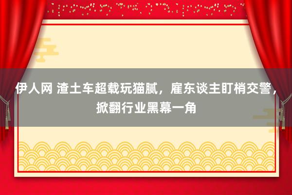 伊人网 渣土车超载玩猫腻，雇东谈主盯梢交警，掀翻行业黑幕一角