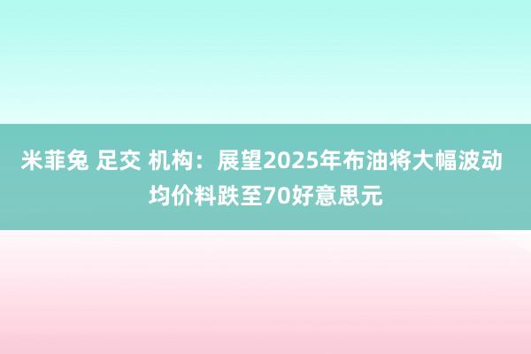 米菲兔 足交 机构：展望2025年布油将大幅波动 均价料跌至70好意思元