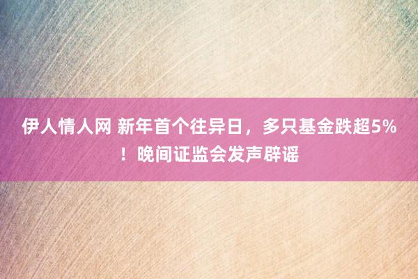 伊人情人网 新年首个往异日，多只基金跌超5%！晚间证监会发声辟谣