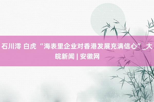 石川澪 白虎 “海表里企业对香港发展充满信心”_大皖新闻 | 安徽网