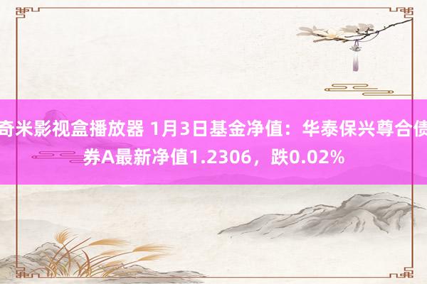 奇米影视盒播放器 1月3日基金净值：华泰保兴尊合债券A最新净值1.2306，跌0.02%