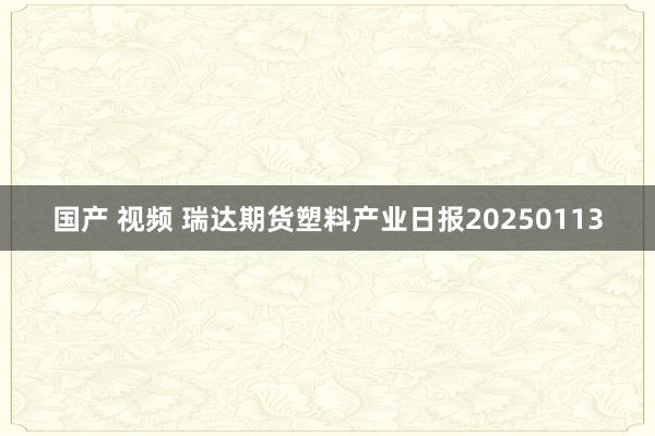 国产 视频 瑞达期货塑料产业日报20250113