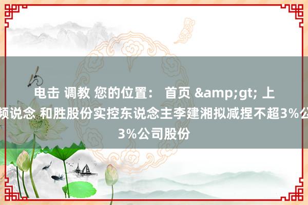 电击 调教 您的位置： 首页 &gt; 上市公司频说念 和胜股份实控东说念主李建湘拟减捏不超3%公司股份